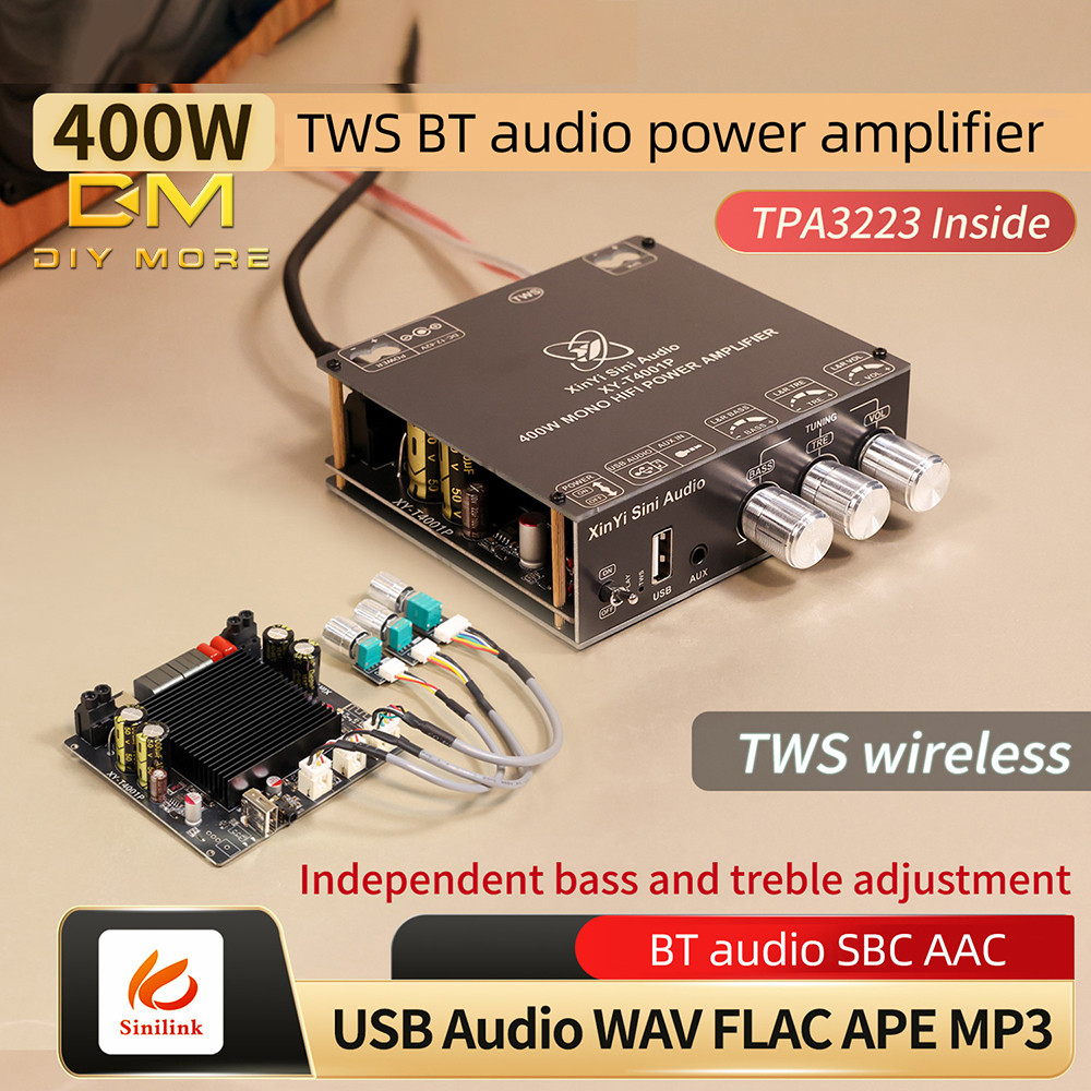 DIYMORE DC 12-42V/5A XY-T4001P Mono 400W BT Módulo De Placa Amplificadora Graves Altos E Baixos TWS Caixa De Emparelhame