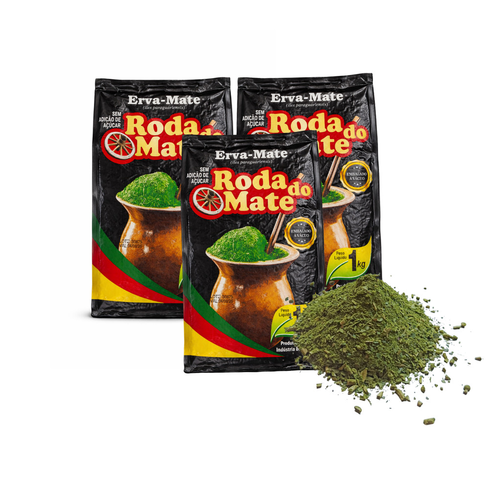 KIT3 Erva Mate Chimarrao Roda do Mate Tradicional à Vácuo 1kg
