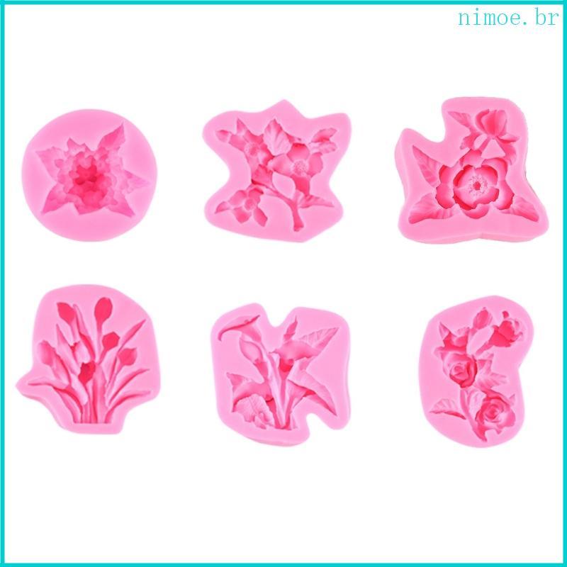 Nim 3D Planta Flores Forma Molde Silicone Fondant Chocolate Ferramenta Cozimento