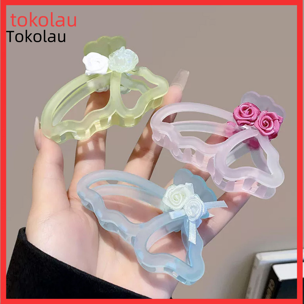 Garra De Cabelo Antiderrapante Grampo Feminino 3d Rose Flower Com Design De Borboleta Oca Acessório Para Dentes Nas Cost