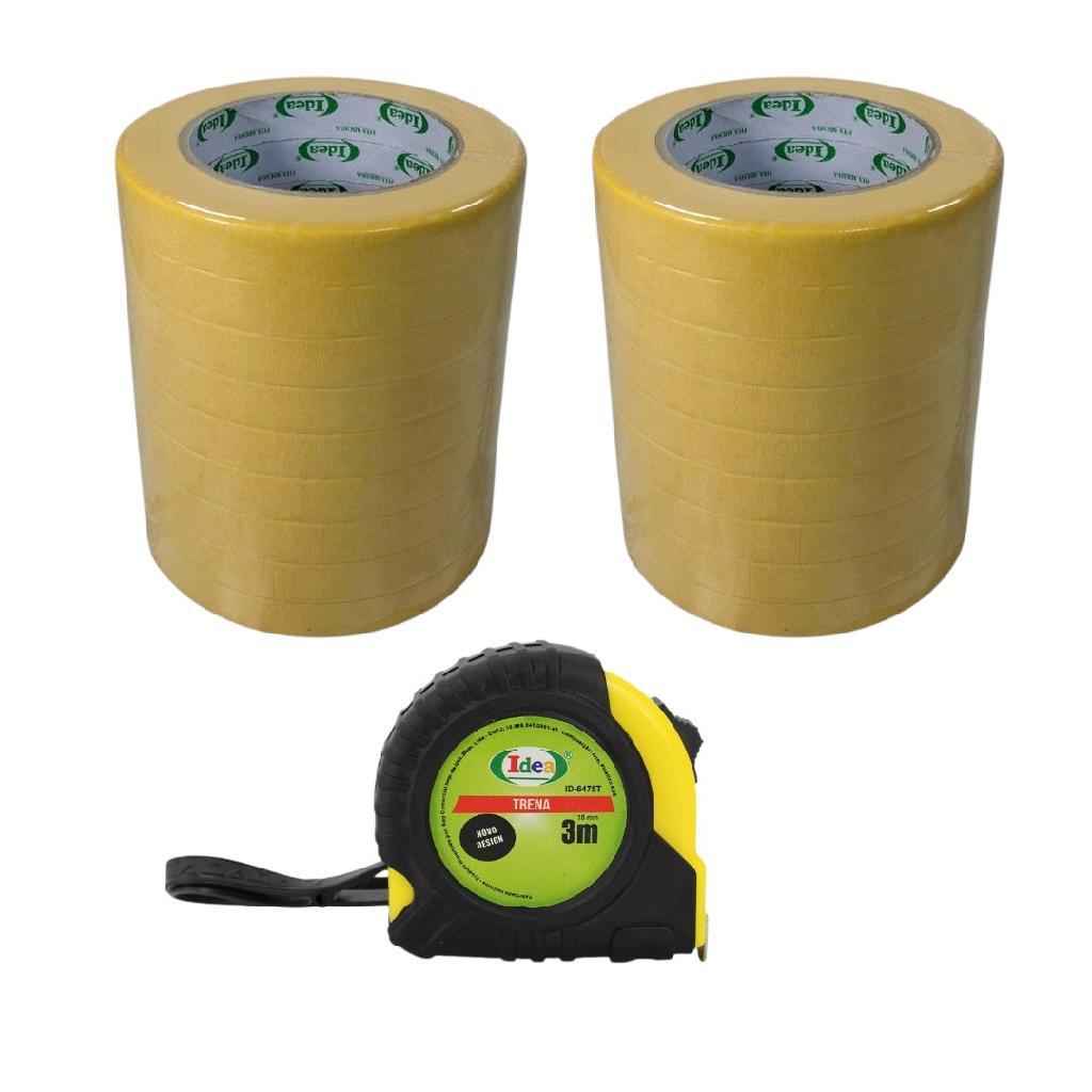 Kit 20 Fitas Crepe Mascaramento 15mm X 50m + Trena 3 Metros Idea Acabamento Profissional