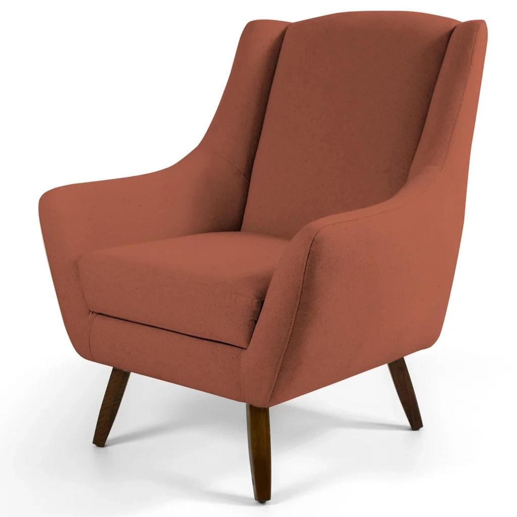 Poltrona Decorativa Pés Palito Madeira Juliet Veludo C-262 Telha - Domi
