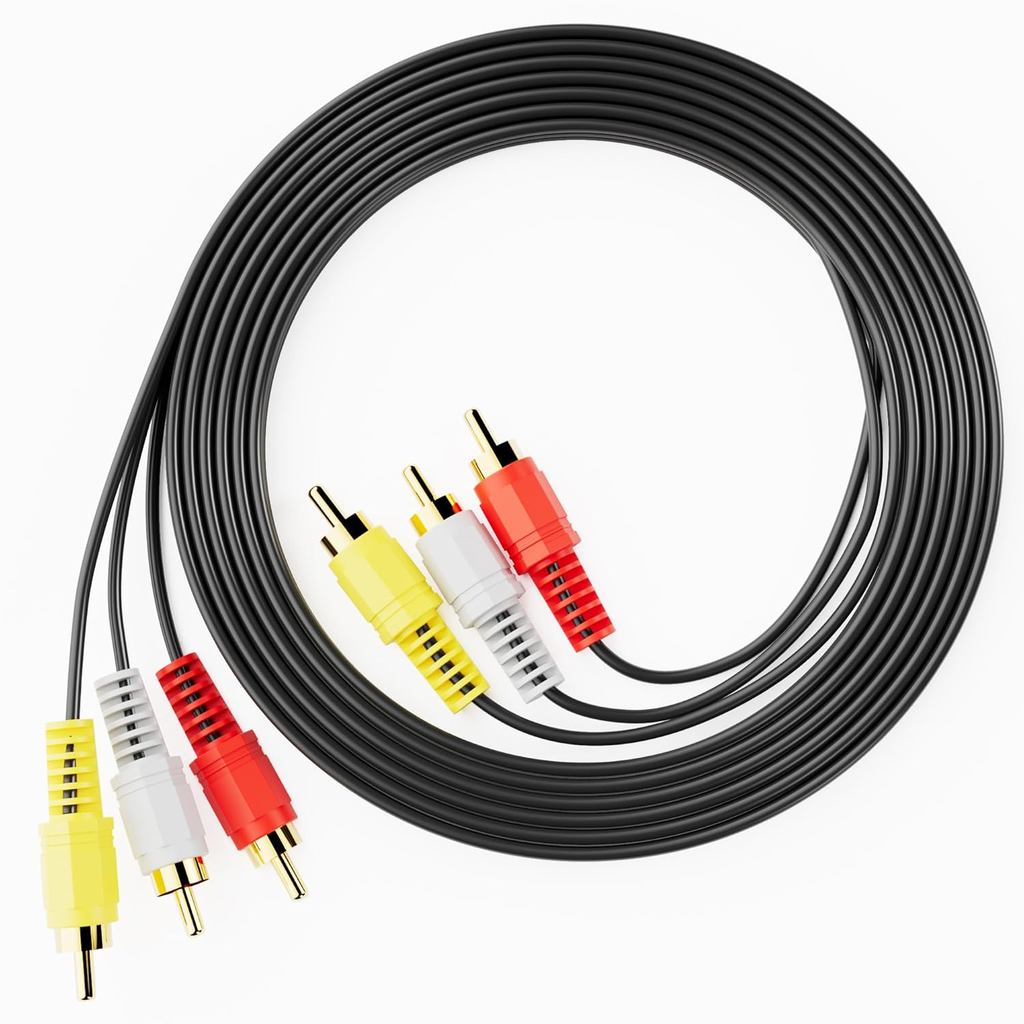 Cabos RCA PANPEO, Cabo de Áudio e Vídeo 3RCA com Conectores Banhados a Ouro 24K para Conectar Componentes de Áudio e Víd