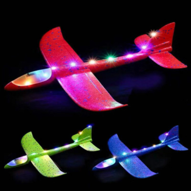 Brinquedo de espuma luminoso e giratório, planador lançável, expositor luminoso para feiras, modelo de avião para montar