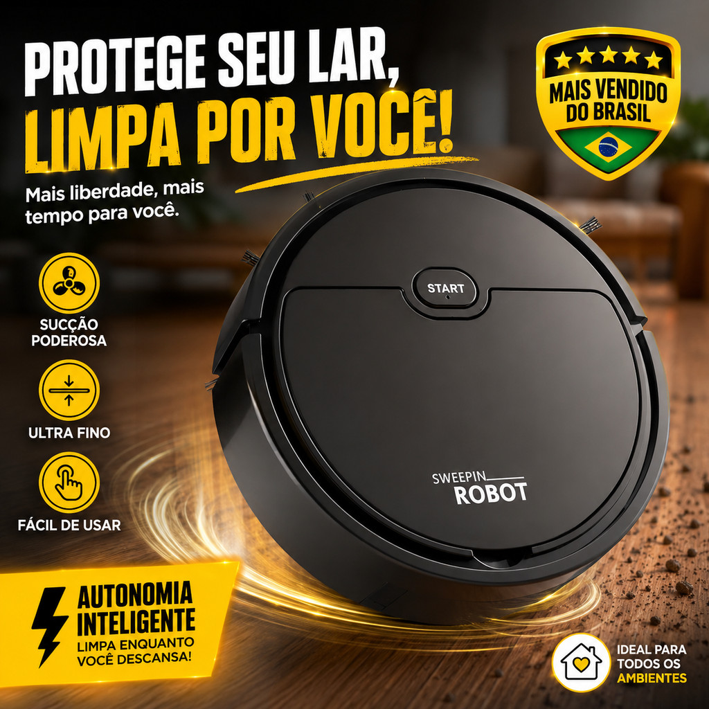Mini Robô Aspirador Inteligente 3 em 1 Automático Limpeza Smart Varre Aspira Passa Pano