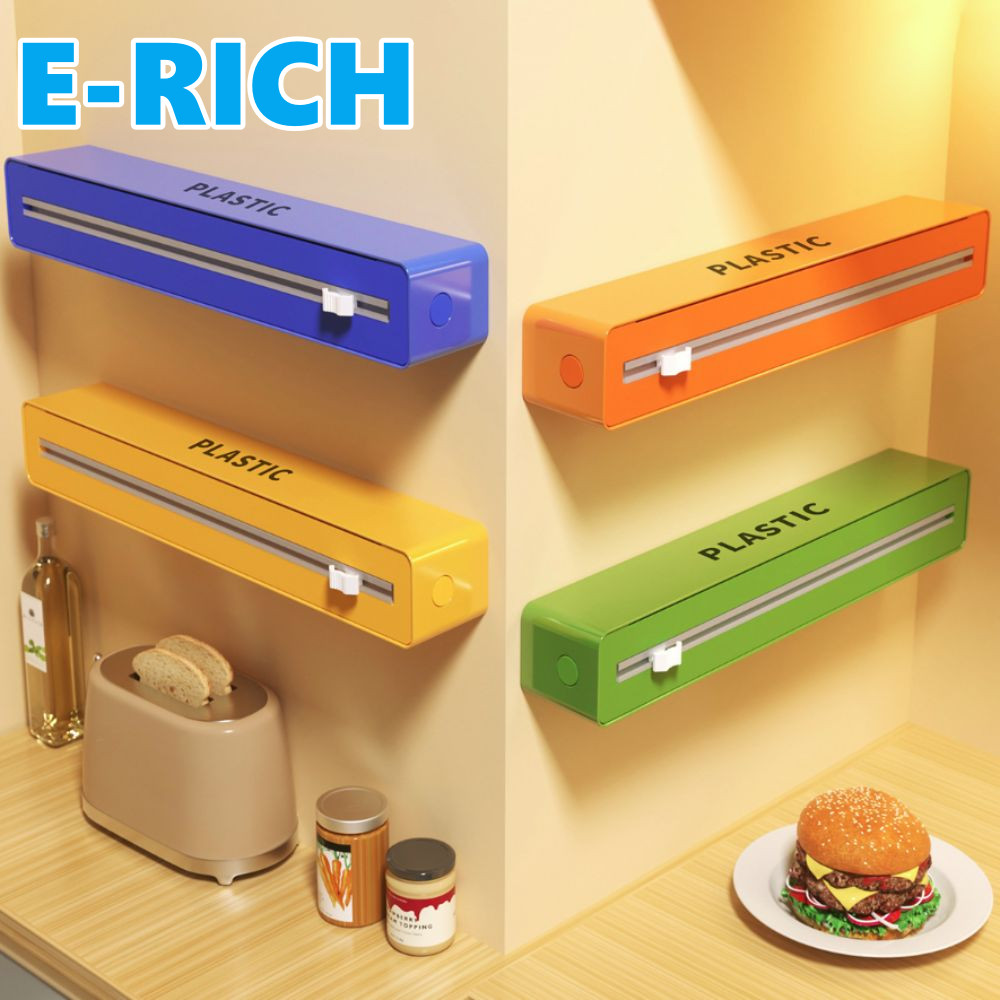 Dispensador De Filme Plástico ERICH1 , Com Cortador Deslizante , Caixa De Corte Que Economiza Espaço , Cor Sólida