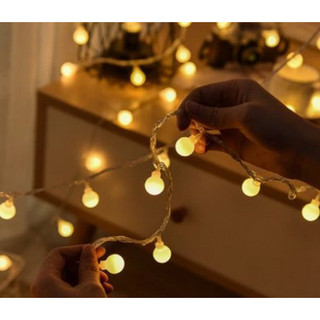 Cordão De Luz De Led Bolinha Branco Quente 5m -36 Bolinhas