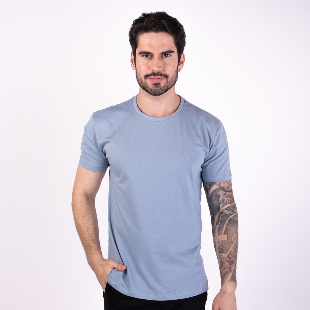 Camiseta Polo Live Básica Azul Claro