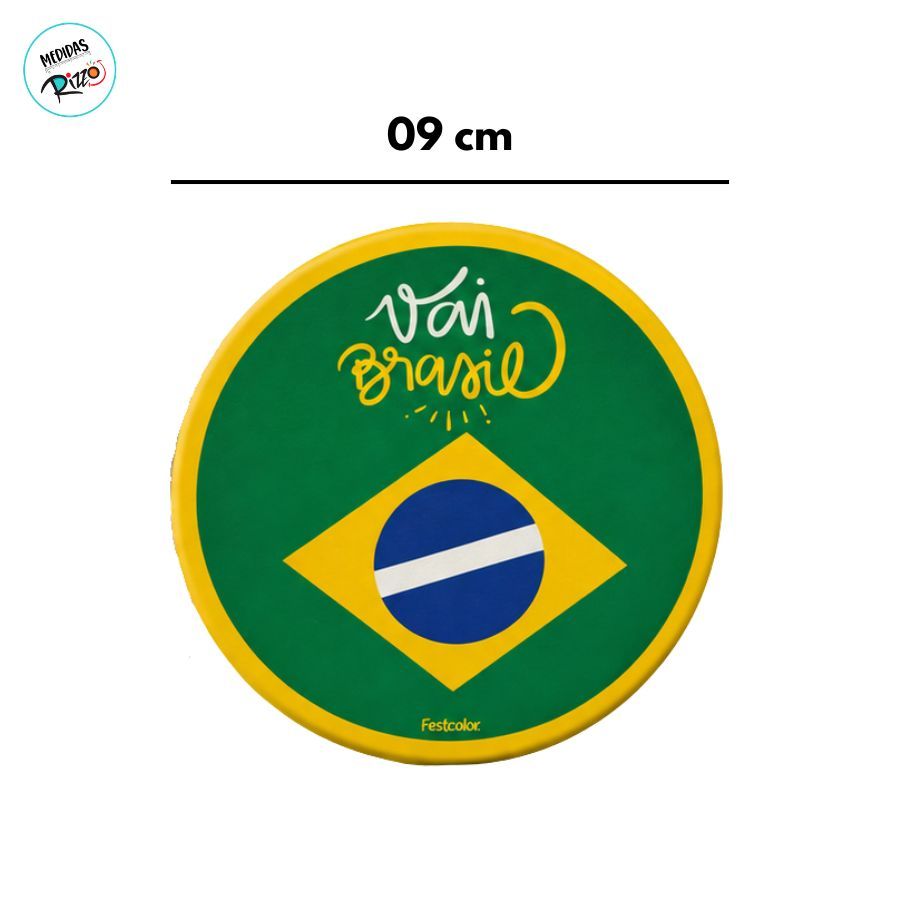 Porta Copo Redondo - Copa 2026 Vai Brasil - 9cm - 8 unidades - Festcolor - Rizzo · foto 2