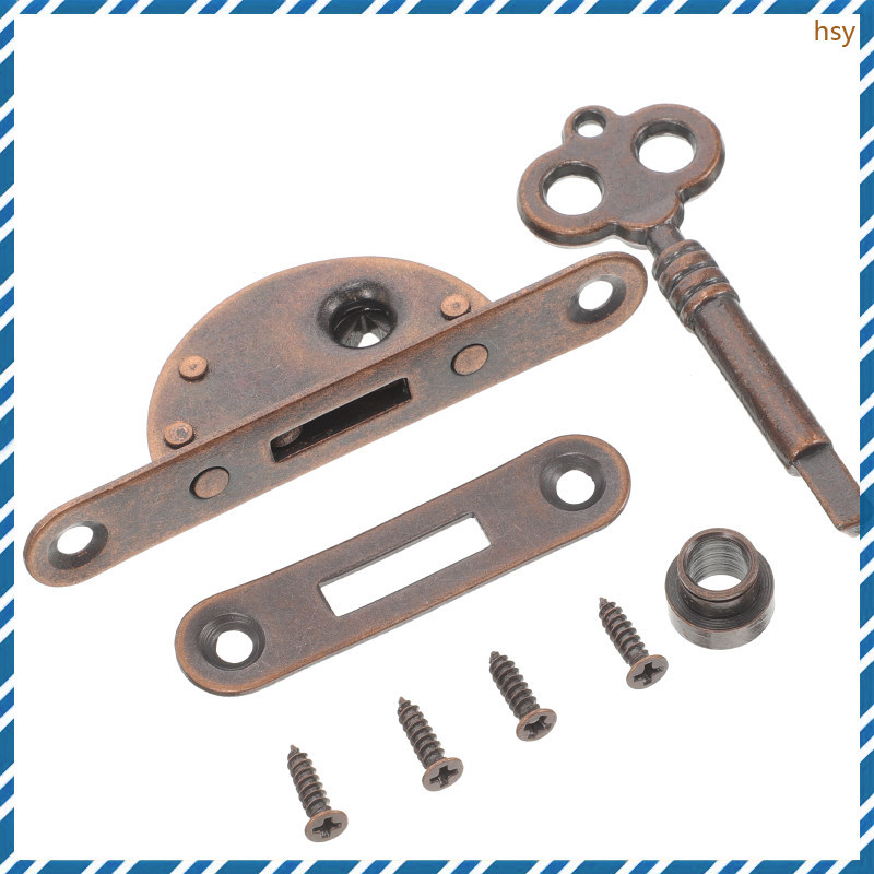 1 Conjunto De Fechadura De Armário De Ferro Vintage Com Chave Meia Redonda Marrom Claro Para Mesa E huyisheng