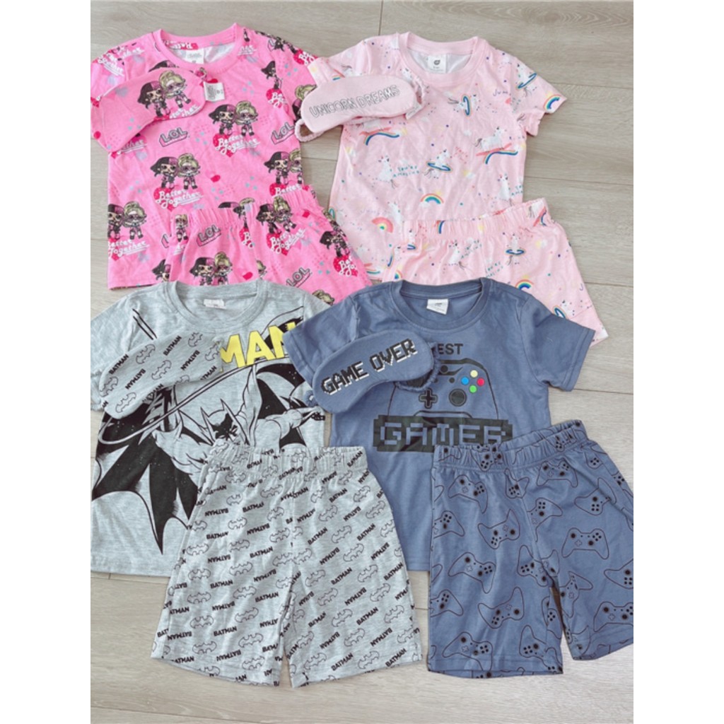 Pedido de exportação Meninos Meninas Surpresa xi Unicórnio Batman Algodão Loungewear Conjunto Pijama + Máscara para os O