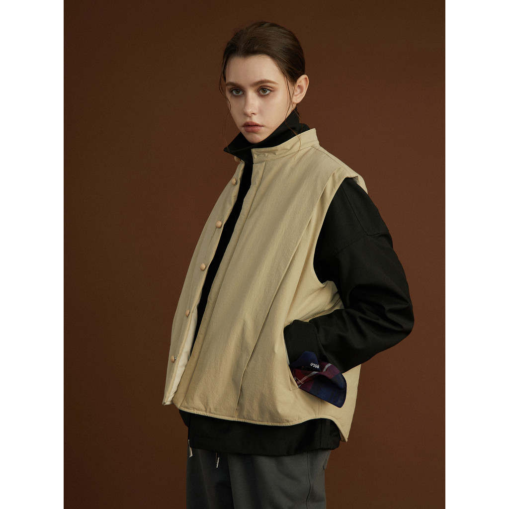 Todaynowind quente novo Shirley acolchoado náilon gola alta colete acolchoado jaqueta outono inverno solto masculino fem