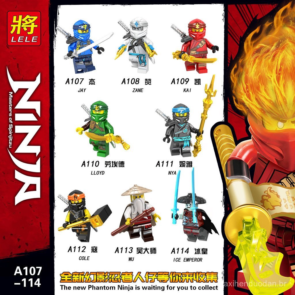 Novos brinquedos educativos nacionais: Phantom Ninja Ice King Wu Master, Koriya, Lloyd, Kai, Zane, brinquedos de minifig