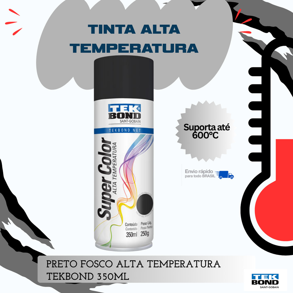Spray Automotivo Preto Fosco Alta Temperatura 600 Graus
