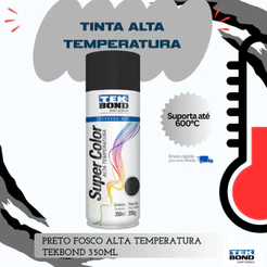 Spray Automotivo Preto Fosco Alta Temperatura 600 Graus