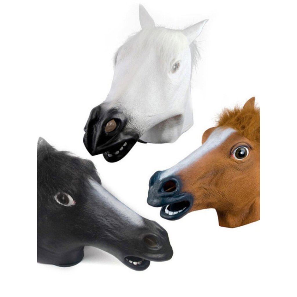 Nova Máscara de Cabeça de Cavalo para Festa de Halloween, Acessório de Cosplay em Vinil, Adereços para Performance de Pa