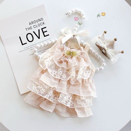 Pawsfun cão primavera verão fino bege vestido saia gato cão princesa vestido de casamento renda saia para animais de est