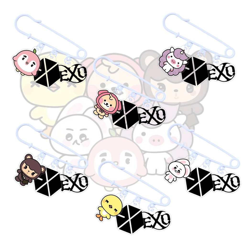 Kpop Idol EXO Cartoon Acrílico Boneca Bolsa Chaveiro Pequeno Pingente Broche Fãs Presente