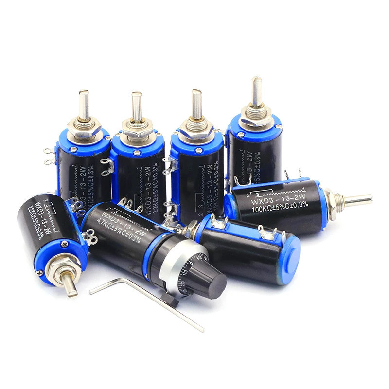 1 Peça WXD3-13-2W Resistência Do Potenciômetro Enrolado 1K 2.2K 4.7K 10K 22K 47K 100K Ohm 5/10 Botão De Discagem De Prec