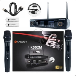 Microfone Kadosh K502M Pilha Recarregável UHF Duplo Sem fio