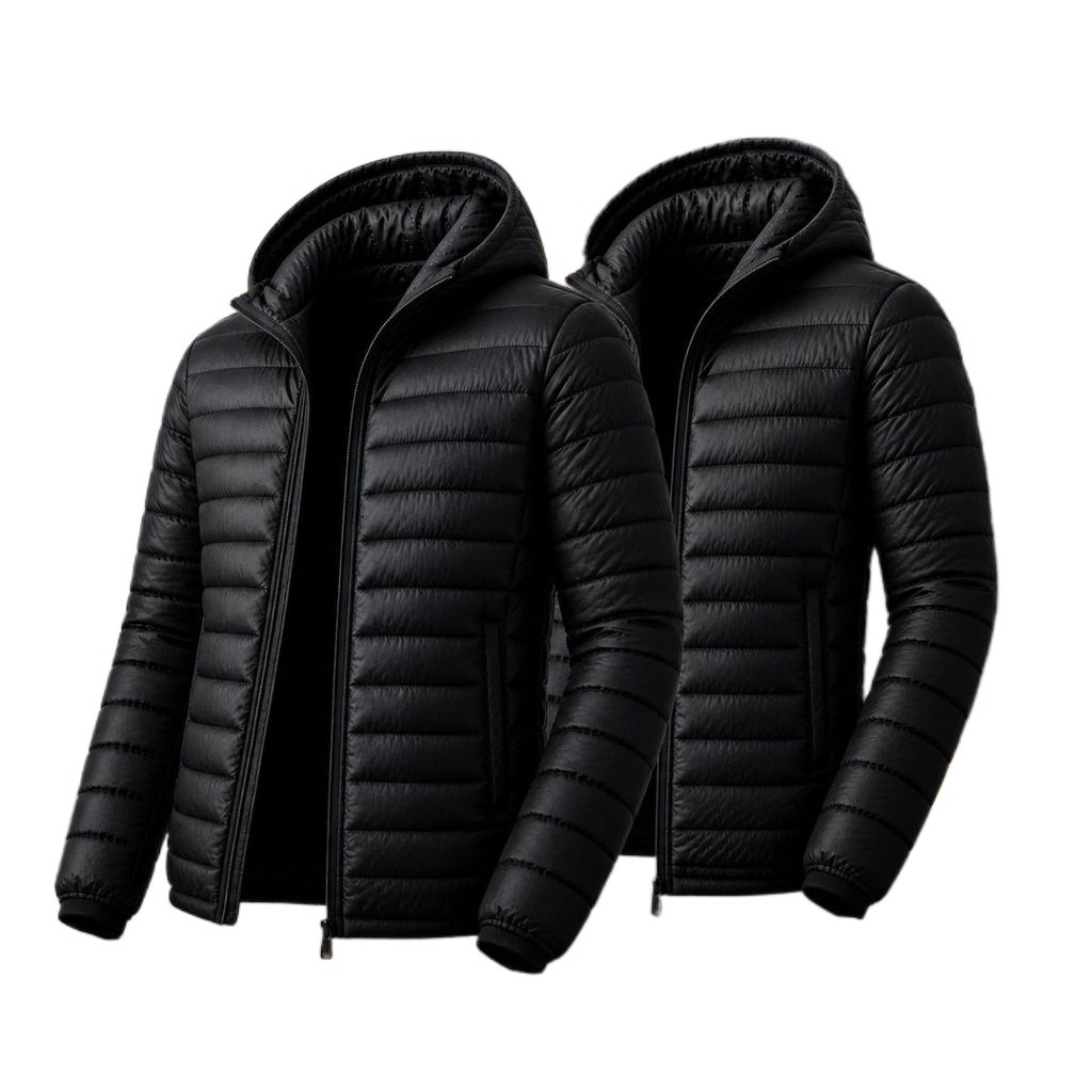 Kit 2 Casaco Puffer Masculino Inverno Jaqueta Acolchoada Impermeável Com Touca