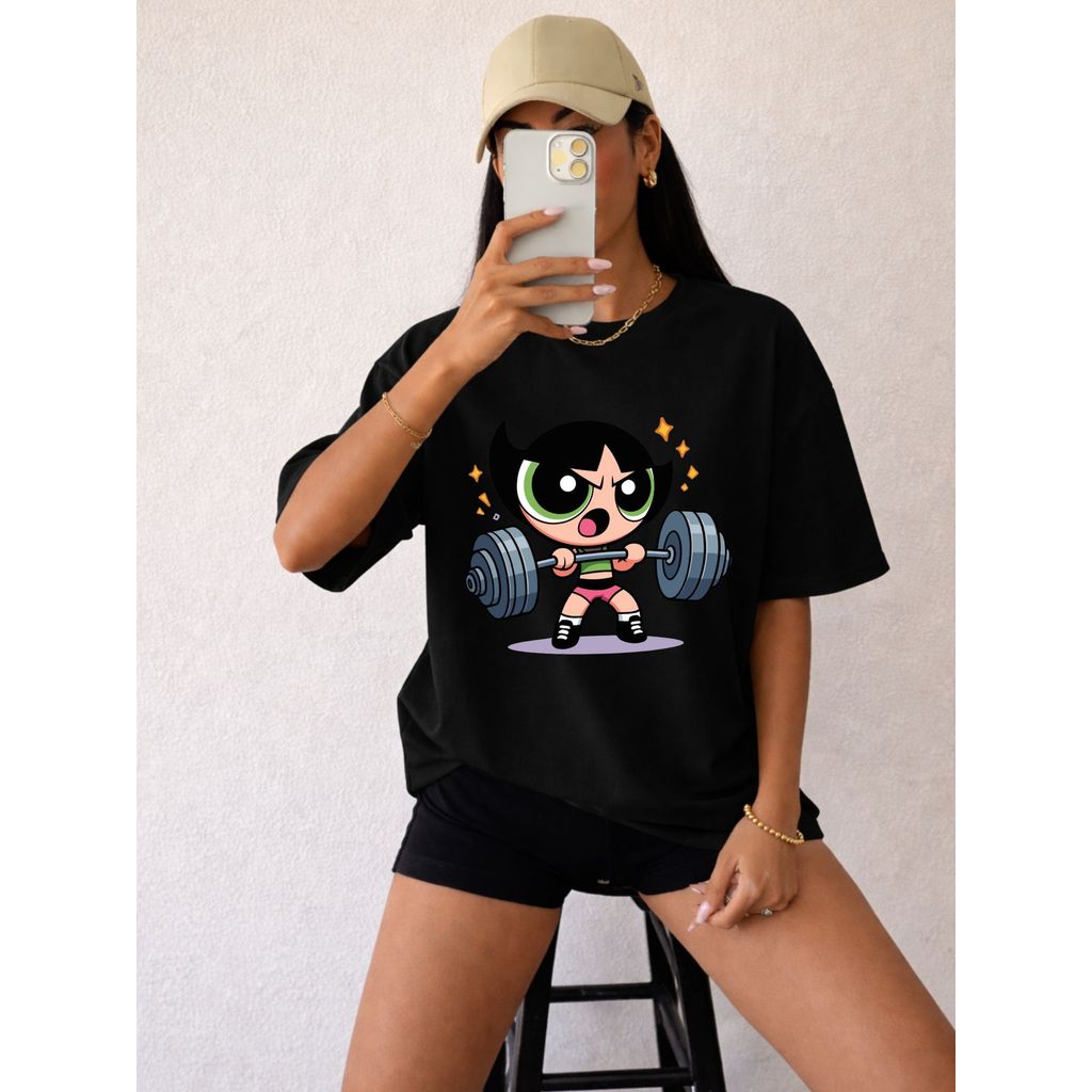 Camiseta Camisa Tshirt Feminina 100% Algodão Casual Meninas Super Poderosas Docinho Fitness