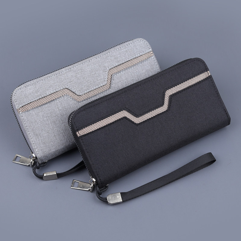 carteira masculina carteira masculina com ziper Embreagem masculina de lona com zíper longo de grande capacidade