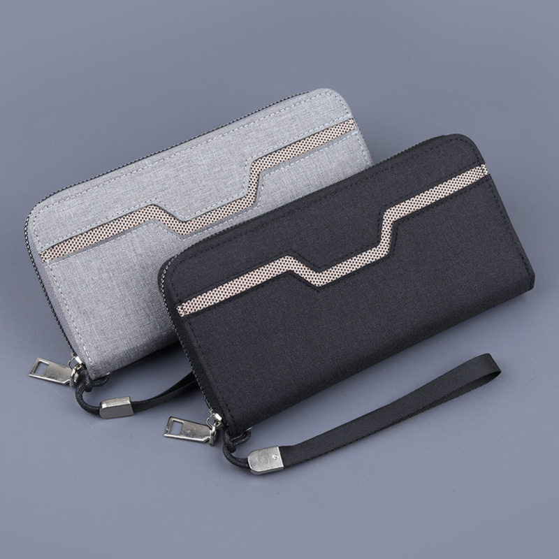 carteira masculina com ziper carteira masculina JOLIZEON Carteira de embreagem de lona com zíper longo Bolsa para celula