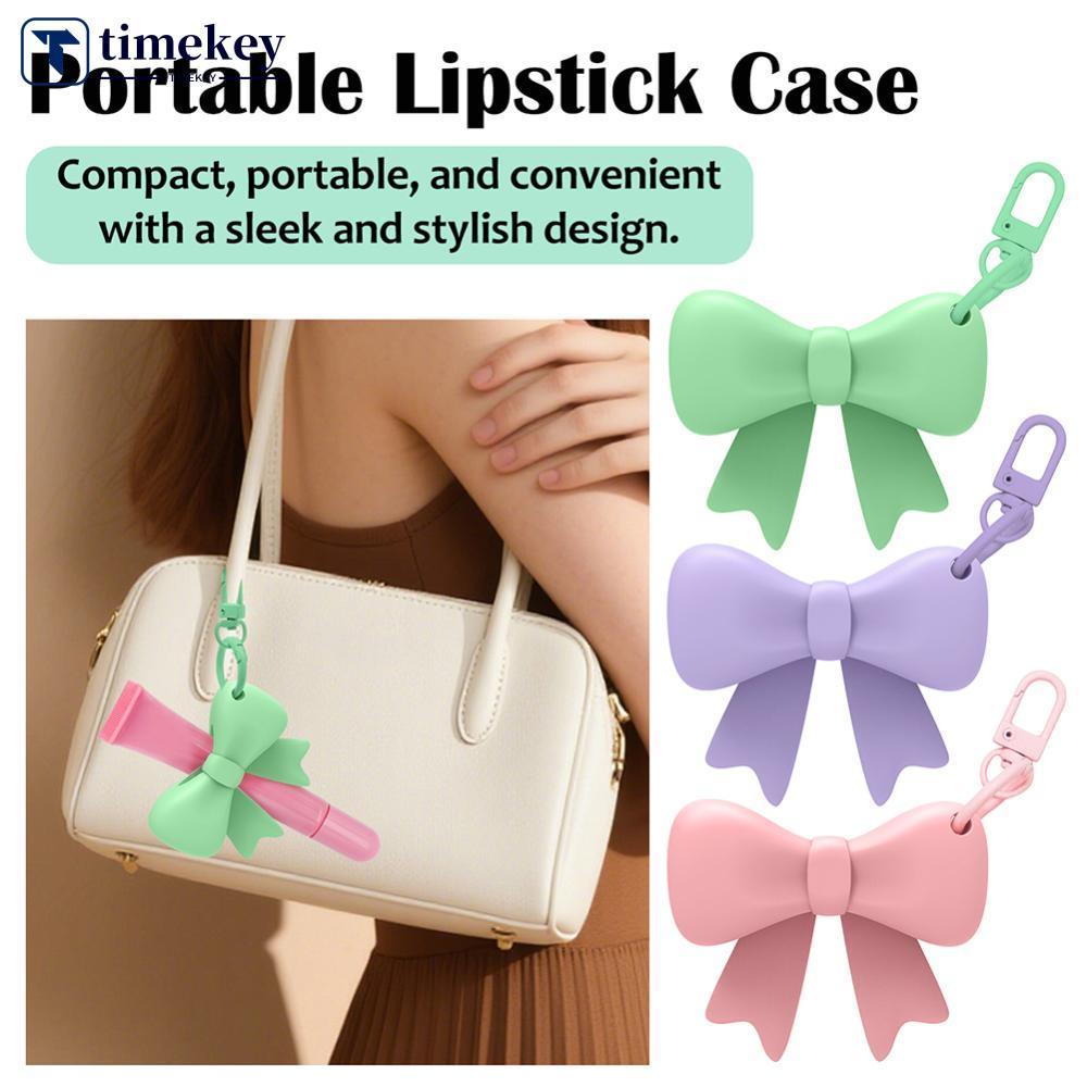 TIMEKEY Silicone Bowknot Estojo Para Batom Portátil Aperto Seguro Suporte Anti-Queda Capa Protetora Sem Mesmo Quando Agi