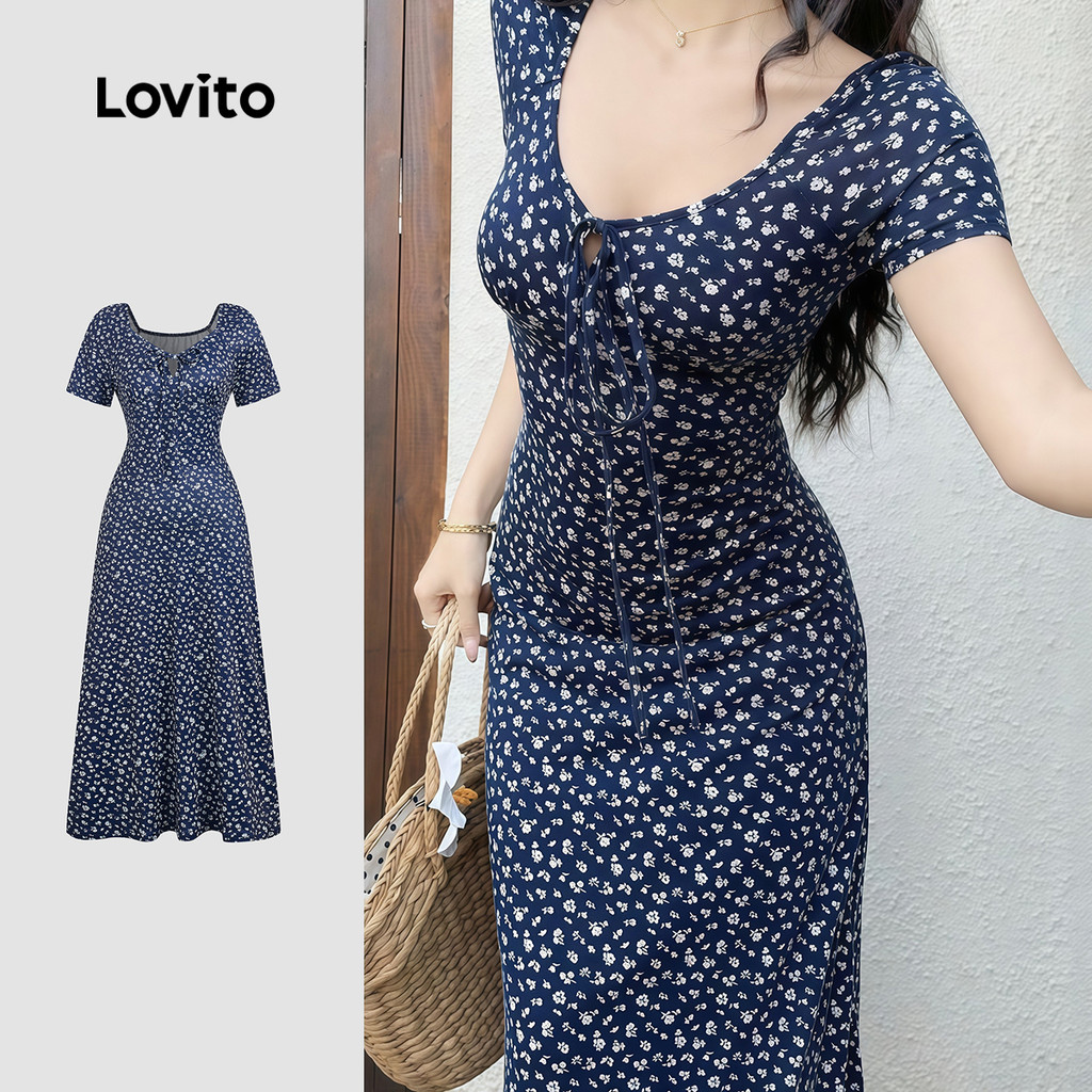 Lovito Floral Vestido Boho Coreano Para Primavera/verão Feminino LK5ED421
