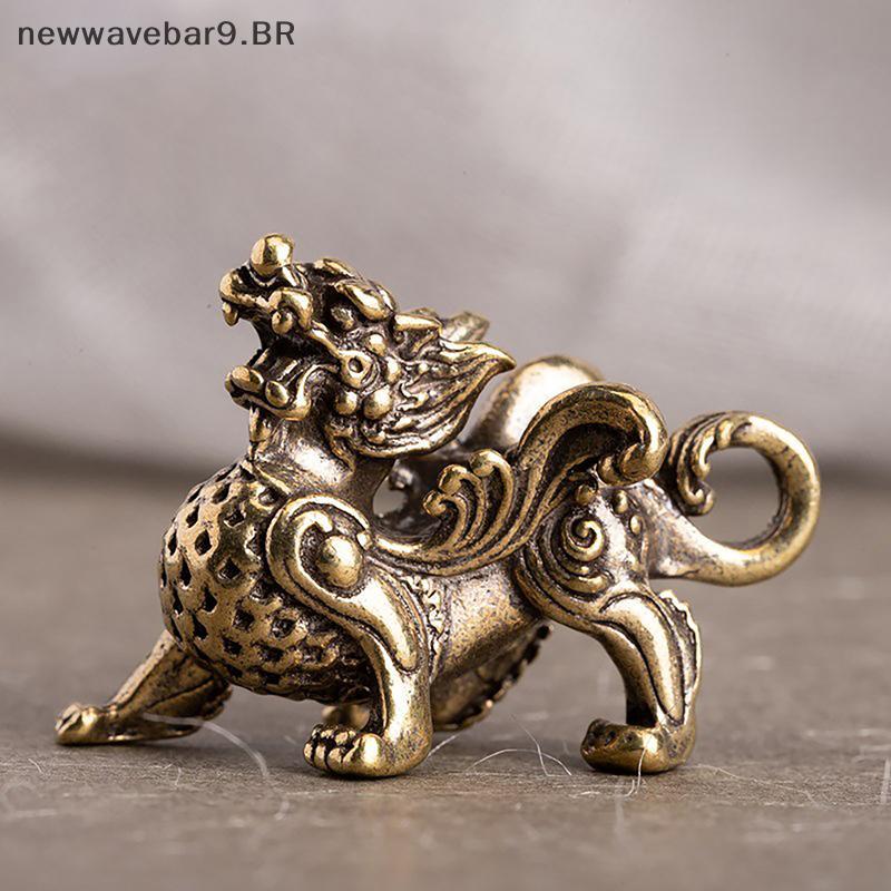 NWBR 1PC Estátua Estatueta Riqueza Decoração De Bronze Prosperidade Estilo Chinês Ornamento Qilin Dragão Lu Animal Fengs