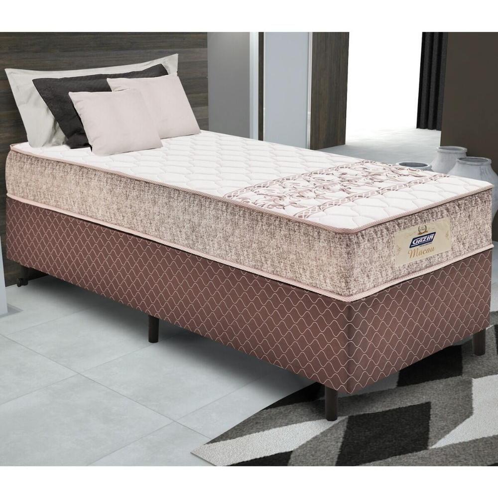 Cama Box Conjugado Solteiro Com Colchão 88x59x188 Macau Gazin Cr35360 Marrom