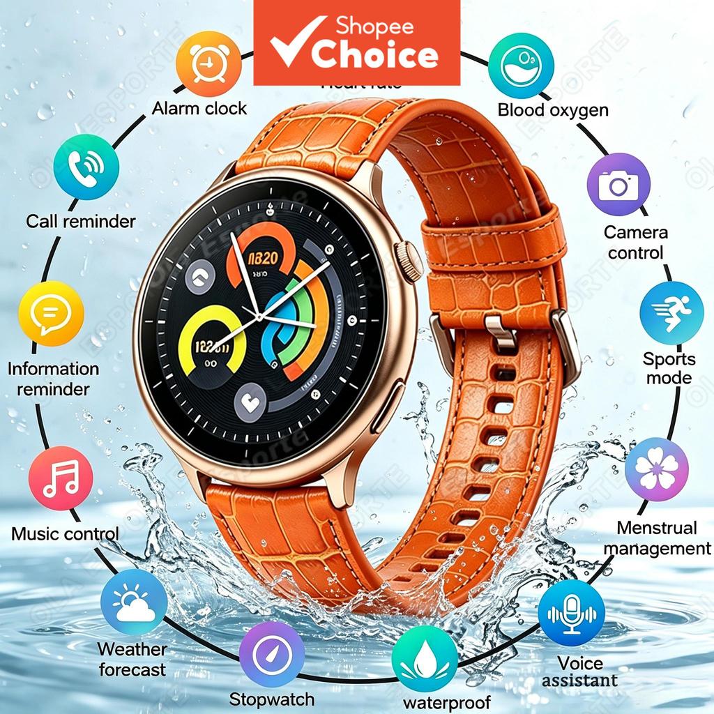 Relógio inteligente feminino de pulseira dupla com tela sensível ao toque completa, esportivo, fitness, à prova d'água,