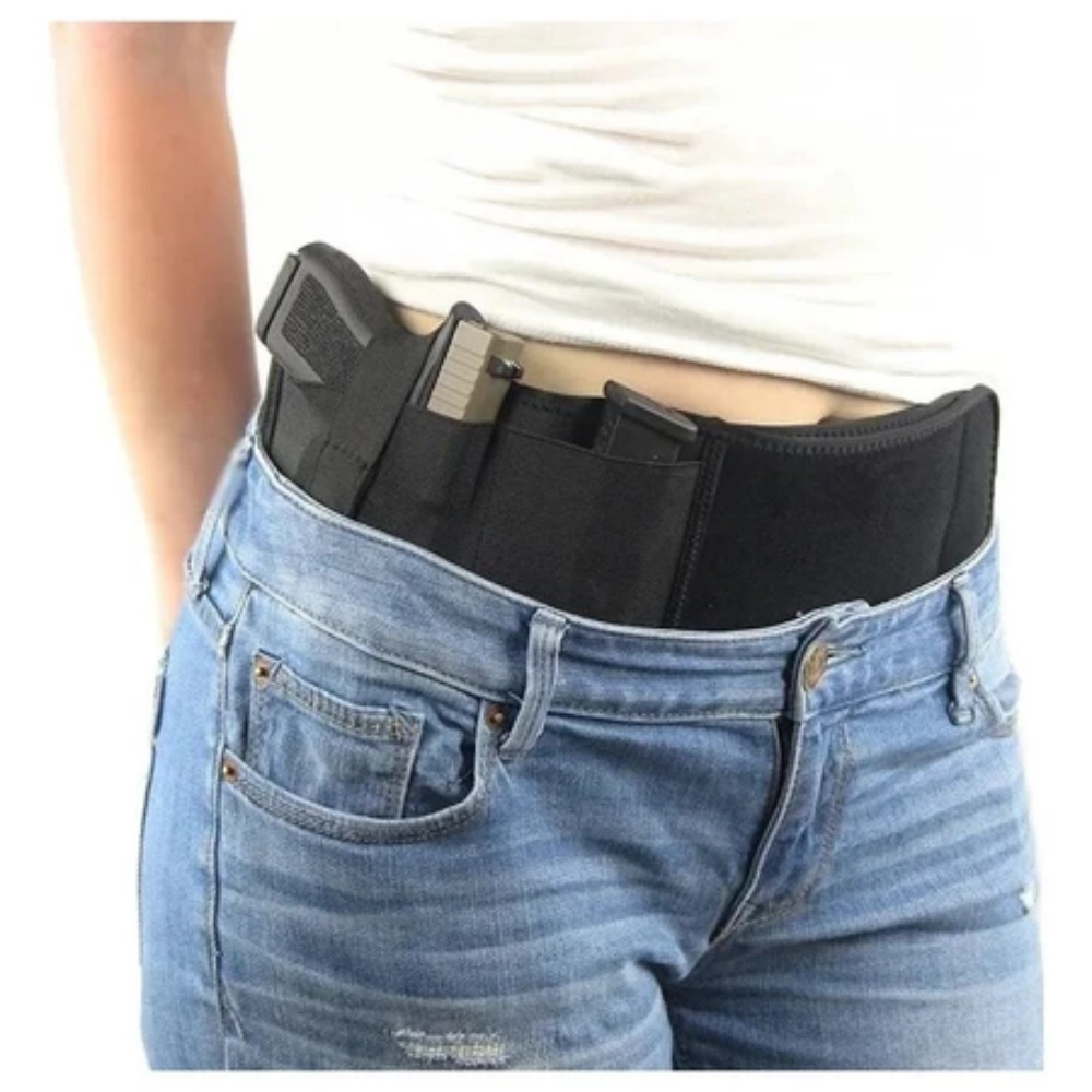 Coldre Universal para Pistola e Revólver – Cinta de Barriga Ajustável com Fixação Segura para Airsoft e Tiro Esportivo