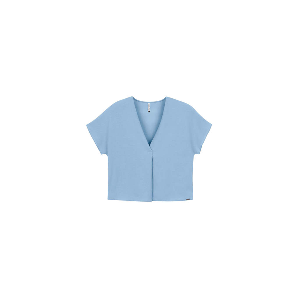 Blusa Feminina Texturizada Decote V Marialícia Azul
