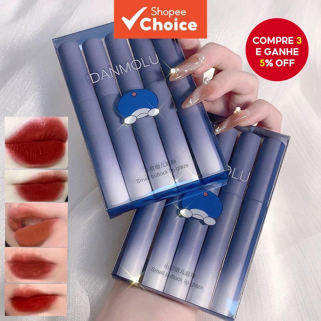 Conjunto De Batom DANMOLU 5 Cores Fosco De Longa Duração Copo Antiaderente Escolha De Esmalte Labial Oficial