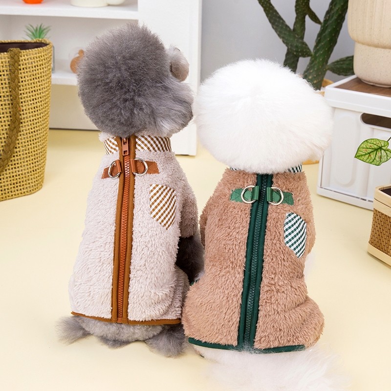 Roupas para cães pequenos roupas para animais de estimação duplo D-Ring casaco de lã de quatro patas estilo outono inver