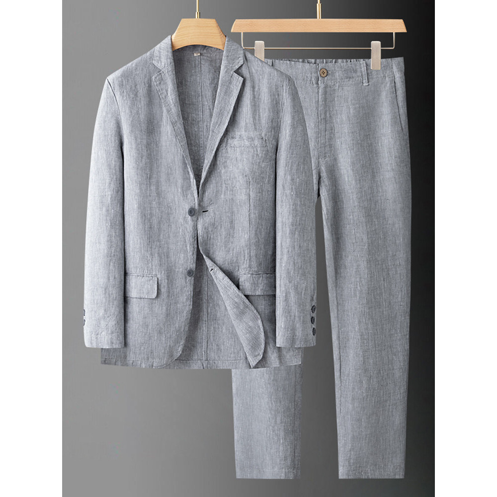 Terno de linho masculino verão fino High-End linho puro primavera outono algodão linho masculino negócios Casual terno t