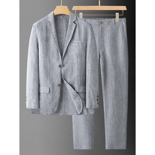Terno de linho masculino verão fino High-End linho puro primavera outono algodão linho masculino negócios Casual terno t