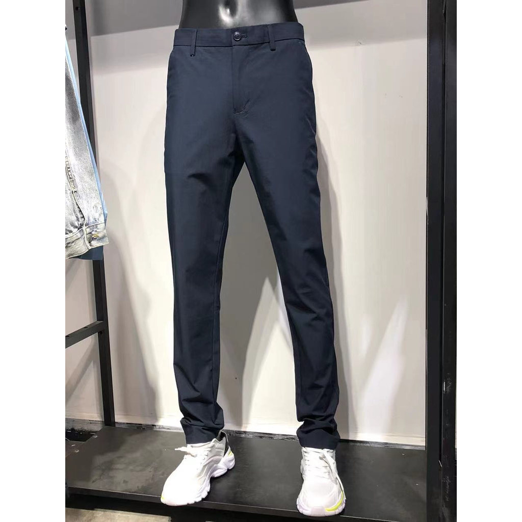 Marca roupas masculinas Shopping retirada gabinete verão calças masculinas finas calças casuais masculinas azul marinho