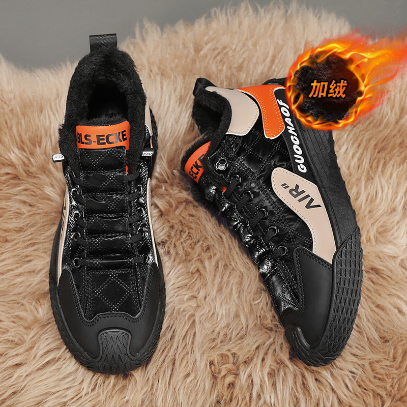 Sapatos masculinos forro de lã de inverno engrossado quente um Pedal dois sapatos de algodão Forrest Gump esportes lazer