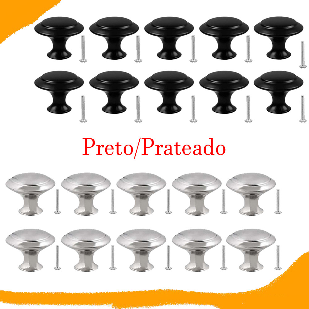 23 x 30 mm, Puxadores redondos com parafusos, para armários de cozinha e gavetas, Puxadores para armários com furo único