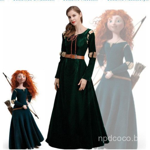 Fantasia de Carnaval da Princesa Merida para Adultos, Fantasia de Filme para Mulheres, Fantasia de Cosplay para Festa de
