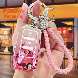 Chaveiro Gradiente Rosa Para Volkswagen , Strass Golf , Lavida Com Controle Remoto Inteligente LLF2 AYBI