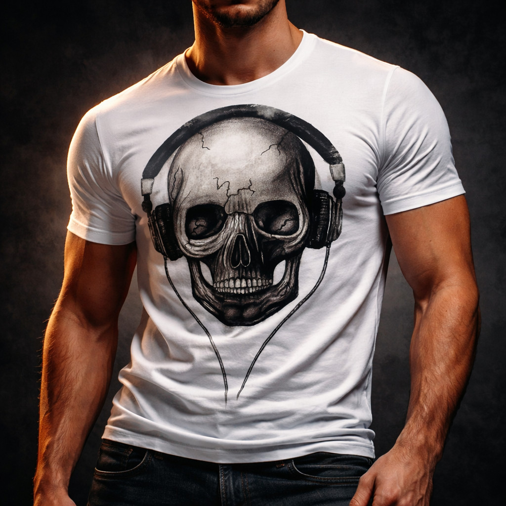 Camiseta Caveira Fone Música 95 A