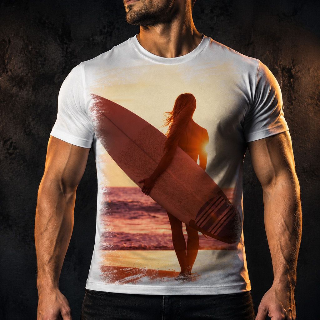 Camiseta Surf Surfista Praia Ondas Prancha Sol Garota A