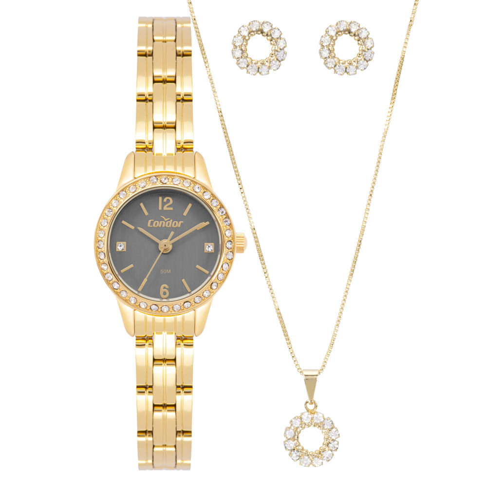Kit Relógio Condor Feminino Mini Dourado - CO2035OAS/K4C