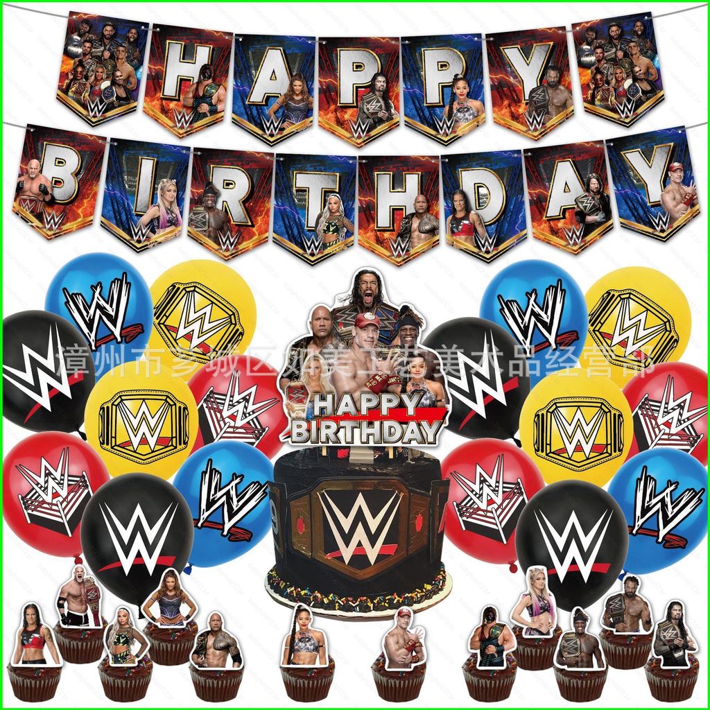 BB12 WWE Tema Crianças Decorações De Festa De Aniversário banner Bolo topper Balões Conjunto Suprimentos BB12