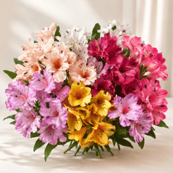Buquê Artificial de Astromelia 35cm com 5 Ramos e 15 Flores para Decoração/h0063