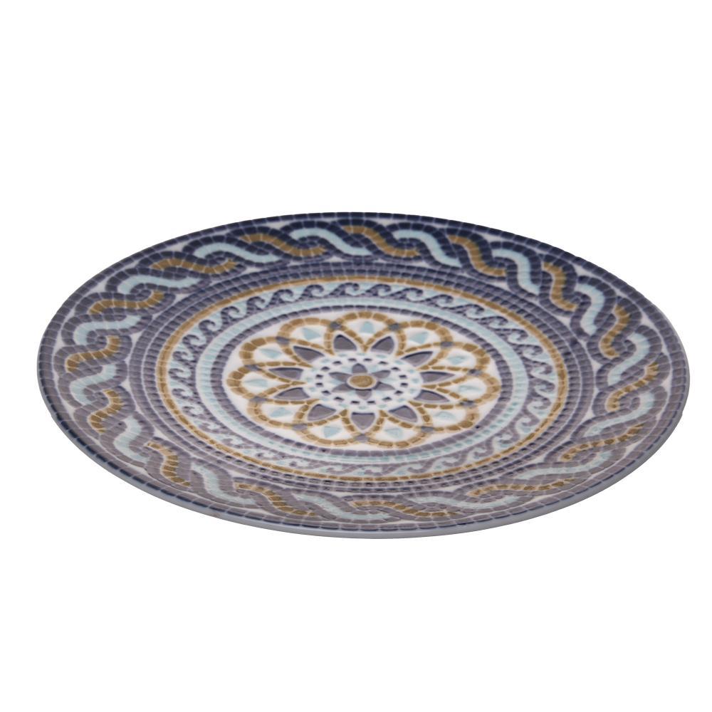Prato para Sobremesa Andaluz 21cm Bege e Azul Porcelana